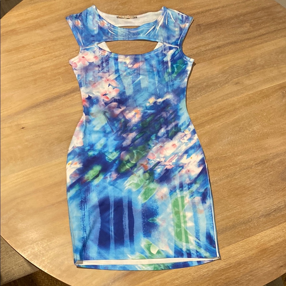 Rolla Coster Blue Asymmetrical Bodycon Mini Dress
